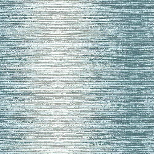 Teal Ombre Stripe Wallpaper Lines White Silver Metallic Shimmer