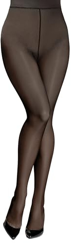 Aobiono Women Fleece Lined Tights Sheer Warm Pantyhose Fake Translucent Winter (85g / No fleece, Black)