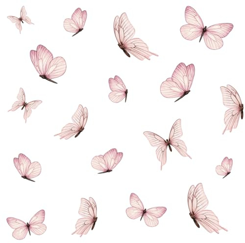 Wandaufkleber Set 18 Schmetterlinge auf 3 Din A4 Bögen Wandsticker für Kinderzimmer Wohnzimmer Deko Aufkleber Wandtattoo selbstklebend Y060 (Nr. 2 Rosa)