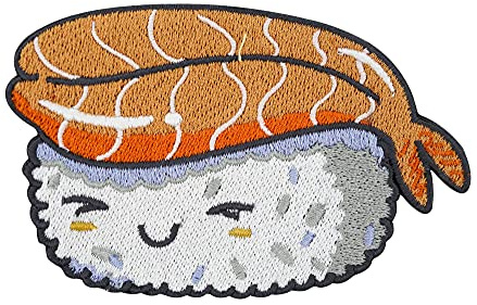 Finally Home söt Kawaii sushi patch för strykning | asiatiska matlappar, laxfisk, nigiri-stryklappar, matlappar, patch