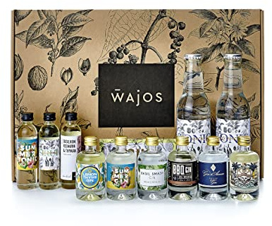 Wajos Gin Tasting Set – Summer Edition: 4 Gins, 3 Tonic Sirups, 2 Tonic Water + Rezepte, Geschenkbox für Gin-Liebhaber