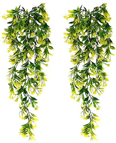 KINHARD 2 Stück Künstliche Hängepflanzen, 30,7 Zoll Hängepflanze Künstlich, Hängepflanze, für Garten Bar Familie Hochzeitsdekoration