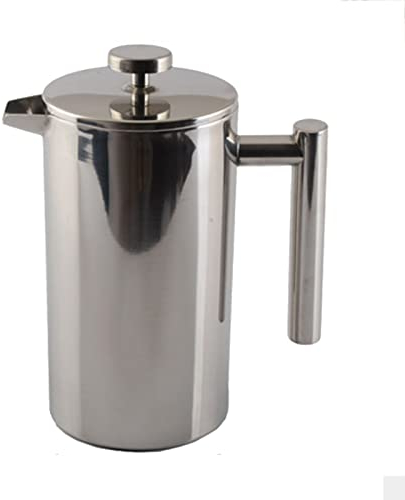 French Press Kaffeebereiter, Doppelwandige Isolierte Kaffeekanne Aus Edelstahl Mit 3 Ebenen, Tragbare Karaffe Kaffeepresse/Kanne,Spülmaschinenfest, Teekocher Für Zu Hause Camping ( Size : 17.5X22cm )