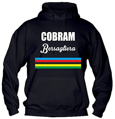 Social Crazy Felpa Uomo con Cappuccio Basic Top qualità Top vestibilità - Cobram Bersagliera - Coppa Cobram - Divertente Humor Made in Italy (Nero, XL)