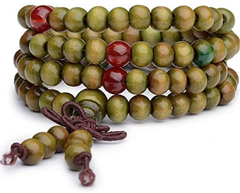 HONGE Gebetsperlen-Armband, tibetischer, buddhistischer Rosenkranz, Charm, Meditationskette, Yoga, Glücksbringer, Holzarmband für Damen und Herren