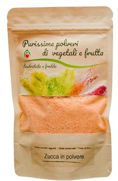 Biocal® - Polvo de calabaza deshidratada natural sin azúcar añadido, vegetal en polvo de origen italiano ideal para repostería, cremas, sopas, salsas y cocina profesional - 60g
