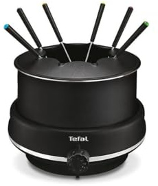 TEFAL EASY FONDUE Fondue électrique 6 personnes, 800W,Thermostat réglable, Capot + 6 pics à fondue inclus, facile à nettoyer, EF261800