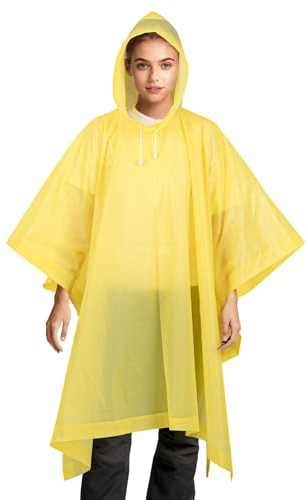 Aolegoo Poncho Pluie, 2 Poncho Imperméable, Poncho EVA Réutilisable, Adulte Unisexe, Camping, Voyage, Activités de Plein Air, Taille Unique (Jaune)