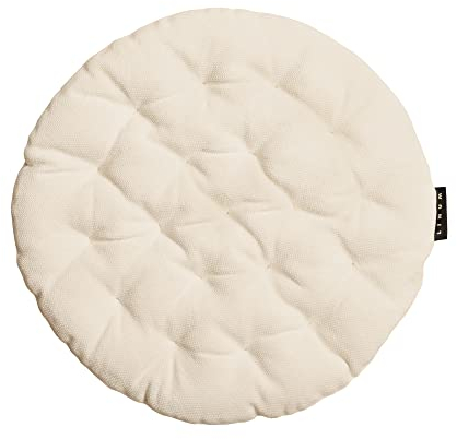 LINUM Pepper Elegantes Rundes Sitzkissen für Indoor und Outdoor Ø 37cm, 100% Baumwolle, Waschbar, Cremebeige