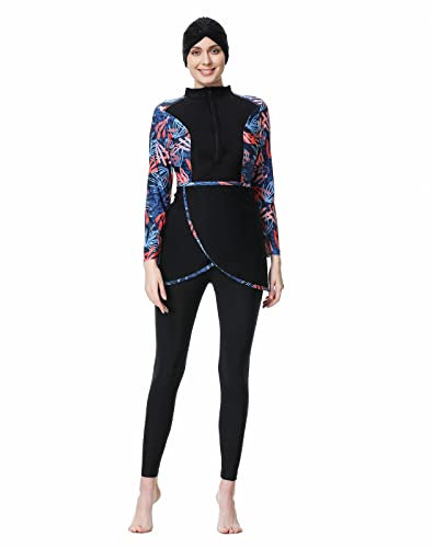 TaissBocco Muslim Swimsuits for Women Modest Swimwear Burkini Hijab Swimming Suit Islamic Beachwear Long Sleeve (4XL, T4)