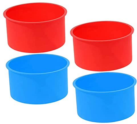 CIYODO Silikon Kuchenform Einfache Runde Mousse Kuchenformen 4 Stück Antihaftbeschichtet und Hitzebeständig für Bäckerei und Kuchenladen