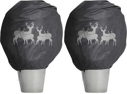 Windhager Winter-Deko-Vlieshaube Protect XL, Kälteschutz, Frostschutz, Gartenvlies, Abdeckvlies, Hirsch-Motiv, Größe XL, 1,1 x 1,1 m, anthrazit, 07396 (Packung mit 2)