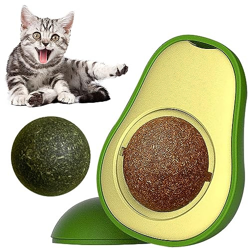 Cisixin Katzenminze Ball mit 2 Bälle,Katzenminze Spielzeug Natürliche Katzenminze Balls,Drehbare Zahnreinigung Dental Katze Spielzeug, Natrliche Ktzchen Treats Spielzeug fr Steigern Sie den Appetit