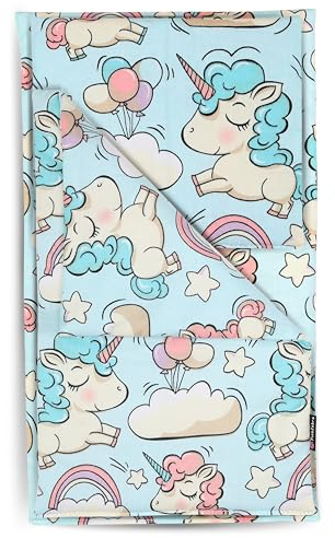 PinkZebra 3-teilig Puppenbettwäsche für große Puppen bis 48 cm, Decke + Kissen + Matratze, Puppenbettzeug mit Matratze, Bettwäsche aus Baumwolle, Einhorn