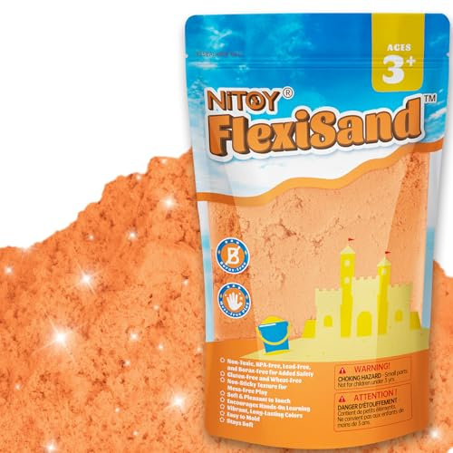 NiToy FlexiSand 0,9 kg di sabbia da gioco, non si asciuga mai - Divertente per bambini dai 3 anni in su, ricarica in bulk per giocattoli da sabbia sensoriale, ideale per modellare, spremere e plasmare