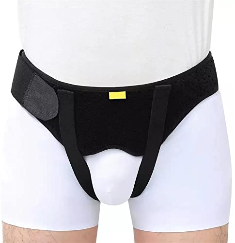 Herniengürtel für Männer, Hernien-Stützbandage für einzelne/doppelte Leisten- oder Sporthernien, Verstellbarer Hüftgurt mit 2 abnehmbaren Kompressionspolstern, atmungsaktives Material, XL