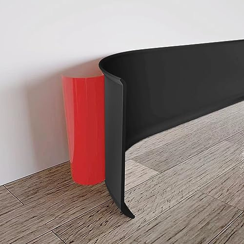 Mjuk sockellist 6 m, bredd: 10 cm, flexibel dekorlist självhäftande, kakel bänkskiva väggtak golvlister golvlist, golvkanter (1, svart, 6 m x 10 cm)