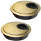 2 Pcs Desk Cable Grommet 60mm Zinc Alloy Desk Grommet Round Desk Table Grommet Cable Tidies Desk Wire Hole Cover for Management of Office & Computer Desk (Gold)