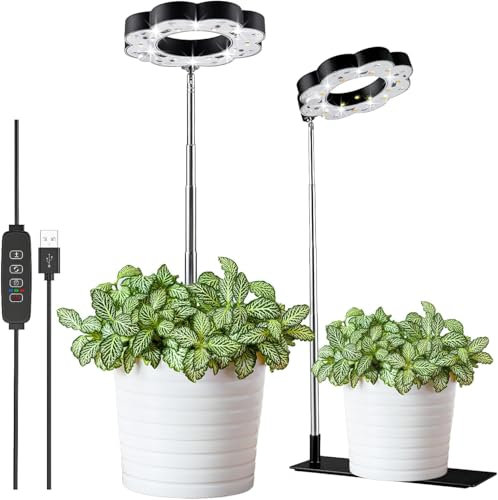 FANHAO LED Grow Lights for Indoor Plants,Full Spectrum LED Plant Light with Metal Stand,Desktop Plant Growing Lamps with Auto Timer, 10 Dimming Levels Grow Lamp for Plants, Seedlings,Succulents
