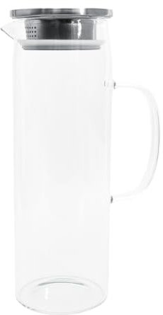 Jarra Agua Cristal, Jarra Agua Tapa De Acero Inoxidable, Botella Cristal Vidrio De Borosilicato, 1500 Ml, Transparente