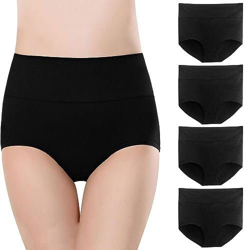 Pantys Damen Baumwolle High Waist - Taillenslip Damen Große Größen Sexy - Damenunterwäsche Sexy Hohe Taille Periodenslip Weiche Unterhosen Sexy Unterwäsche Für Frau XXL 4Er Pack Tanga