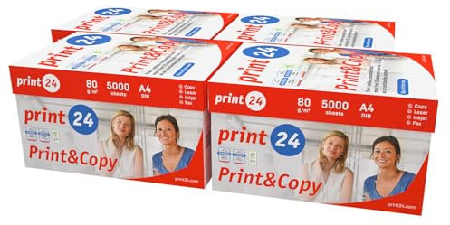 print24 Druckerpapier Kopierpapier 20000 Blatt 40 x 500 A4 80g Premium Hochweiß CIE 160 Testsieger PEFC Umweltzertifikat