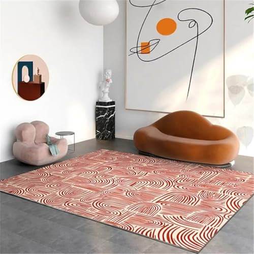RUGMRZ Teppich rutschfest Bettvorleger Für Erwachsene Pflegeleichter Rechteckiger Roter Wohnzimmer, Bedruckter Teppich, Schmutzabweisend Bodenmatte Kinderzimmer 80X120Cm 2Ft 7.5''X3Ft 11.2''