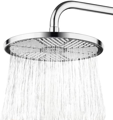 Generic 10 Inch Rainfall Shower Head, Chrome Finish, 2 Settings, Round, Wall Mounted, Modern Style, Includes Shower Head & G1/2 Connector