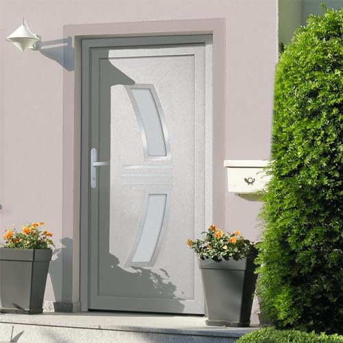 LAPOOH Haustür Weiß 108x200 cm PVC, Zimmertür, Eingangstür, Innentüren, Wohnungstür, Nebeneingangstür, Terrassentür - 1 x Tür,1 x Handgriff-Set,1 x Schlüsselsatz,1 x Dichtungsband,1 x Montagesatz