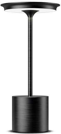 HYMZP Lampada da Tavolo Senza Fili，6000mAh Ricaricabile LED Lampada da Tavolo,3 Modalità di Colore, IP54, per Interni/Esterni, Ristorante (Nero)