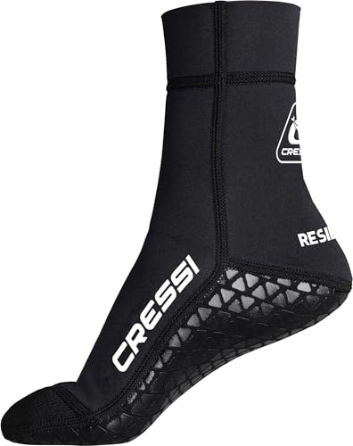 CRESSI Resilient Pro Neoprene Socks 3mm - Unisex Neopren Füßlinge, Schwarz, 3mm Doppelbeschichtung, mit Rutschfestes Gummisohle, Tauchen, Apnoe, Schnorcheln und andere Wassersportarten