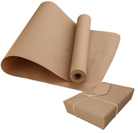 RelianceUK Rouleau de papier cadeau marron - 90 g/m² (450 mm x 50 m) | Rouleau de papier kraft marron multifonction robuste et rustique pour emballage, emballage cadeau, expédition, art, travaux