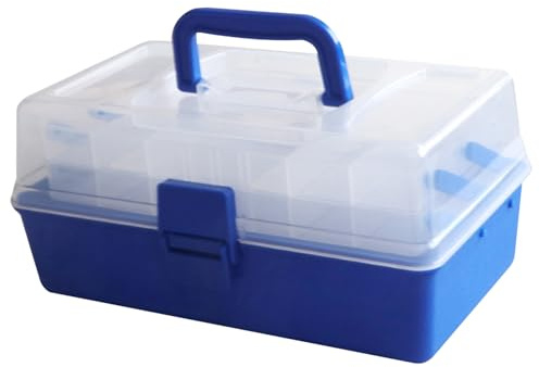 Fiskeutrustningslåda, tackellbox 29,5 x 15 x 14 cm 3-lagers stor kapacitet klar bärbar organiserare med handtag för fisketillbehör