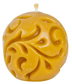 BeesWax World Handgefertigte Bienenwachskerzen Natürliche dekorative Kerzen aus 100% Bienenwachs mit Baumwolldocht Nachhaltig & liebevoll gestaltet (Dekorative Kugelkerze – Höhe: 90 mm)