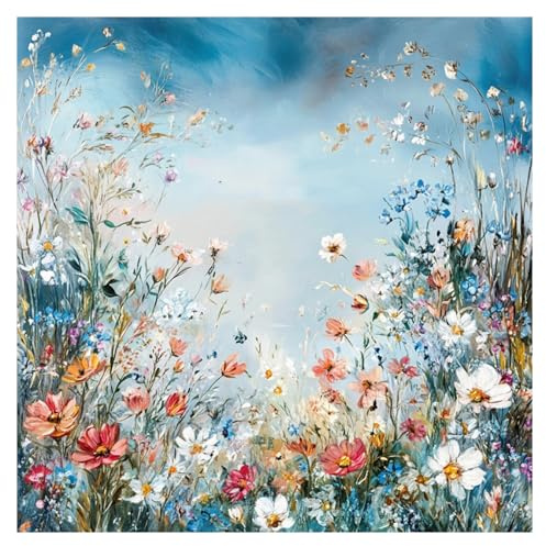 cukol cukol Kreuzstich Set Vorgedruckt Erwachsene, Stickbilder 36x36 cm | Stickpackungen mit 11ct, Kreatives Bastelset Hobby zum Sticken für Frauen, Stickset für Diy Home Deko, Blume Motiv