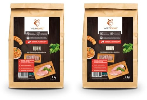Wildfang® Trockenfutter für Hunde 6kg – Premium Hundetrockenfutter mit Huhn, Getreidefrei & glutenfrei natürliche Zutaten, ohne Zuckerzusatz, für ausgewachsene Hunde & Senioren – 2er Pack