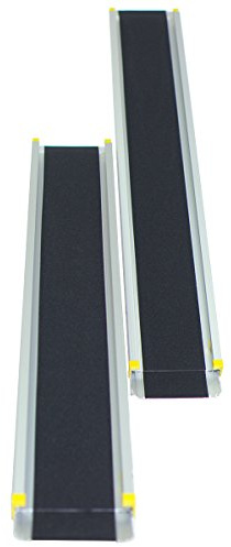 COSTWAY Set di 2 Rampa per Sedie a Rotelle in Alluminio, 3 Lunghezze, Rampa Telescopica Regolabile con Superficie Antiscivolo, con Serrature di Sicurezza, per Gradini Fino a 61 cm (91,5-152,5 cm)