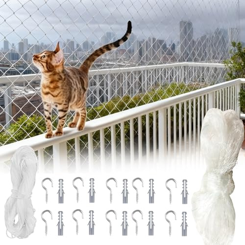 CM-UHNM Filet Chat Balcon,10x3m Filet Balcon Chat,Filets Anti Oiseaux,Filets Protection Fraisier,Anti Pigeon Protection Piscine,pour Sécuriser Les Balcons,Terrasses,Fenêtres,Lucarnes et Portes