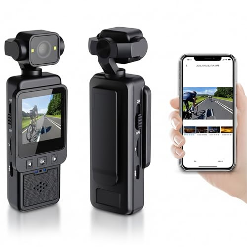 Yanmis 4K-Körperkamera, HD-WLAN, 180 Grad Drehbares Objektiv, Handkamera mit 1,3-Zoll-HD-Bildschirm, LED-Licht, APP für Outdoor-Sportreisen