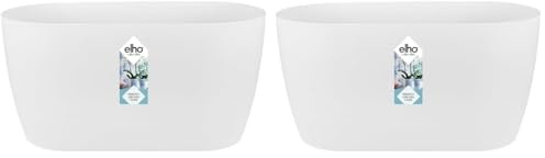 Elho Brussels Orchidée Duo 25 - Pot De Fleurs pour Intérieur - Ø 24.8 x H 12.0 cm - Blanc/Blanc (Lot de 2)