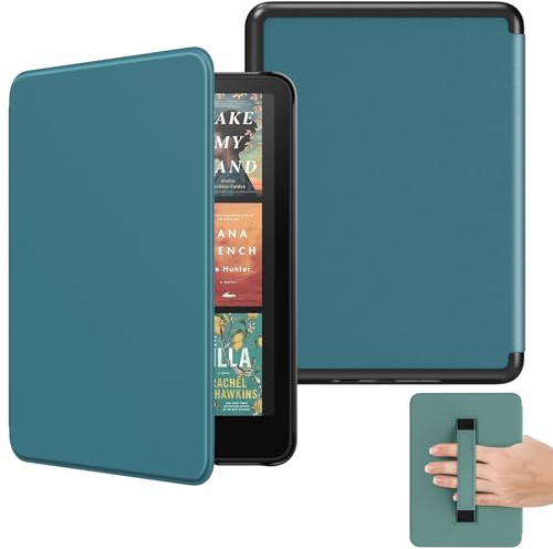 MoKo Hülle für Kindle Paperwhite 7 (12. Gen, 2024), Blaugrün | Kompatibel mit Kindle Colorsoft Signature Edition 2024, leichte Hülle mit Handschlaufe, Auto Schlaf/Wach