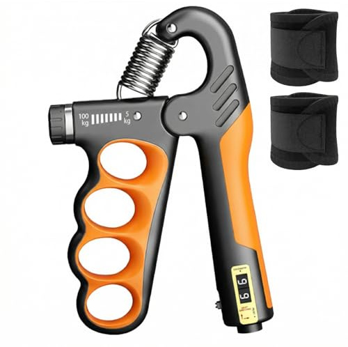 Verstellbarer Hand Grip Trainer - 5–100kg Handtrainer Unterarmtrainer mit Zähler Mechanischer Handmuskeltrainer Für Strength Training,Griffkraft Trainer Zur Muskelaufbau,Unterarm Fingertrainer(Orange)