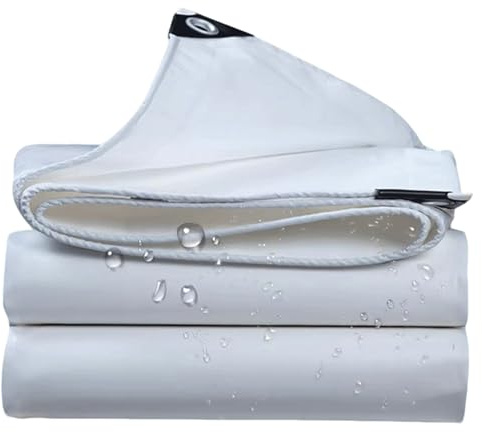 Zlhloj Lona Impermeable Exterior, 2x4.5m 520g/m² PVC Lona de Protección Toldo Reforzado con Ojales, Duradera Resistente Los Rayos UV Desgarros, Multiusos para Muebles Jardín Coche Blanco