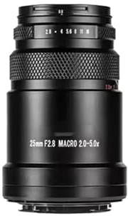 Objectif Ultra Macro Plein Cadre 25mm F2.8, grossissement 2X-5X, Image HD, Mise au Point Manuelle for la Prise de Vue Macro(Sony E-Mount(FE))