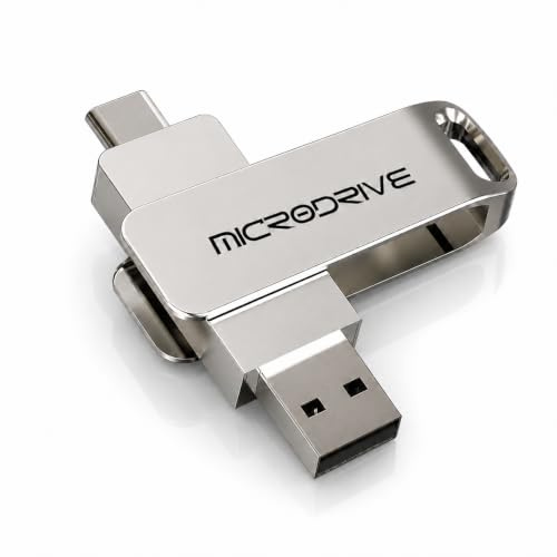 Microdrive 32GB USB-C Flash Drive | Dual USB-C & USB-A | Metal Waterproof Shockproof Memory Stick for MacBook, iPad Pro, iPhone, Android, Laptop & Tablet | Keyring Included