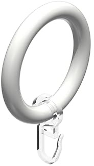 Interdeco Gardinenringe mit Faltenhaken/Kunststoff-Ringe in Weiß für Gardinenstangen 28 mm Ø (16 Stück)