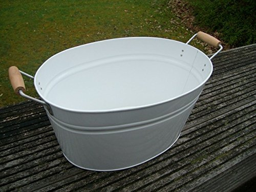 Eisenwanne, Pflanztopf, Zinkbottich, Blumentopf, Pflanzschale 39 x 26 weiss
