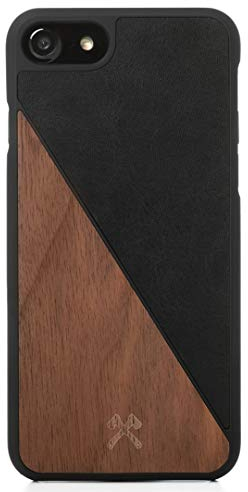 Woodcessories - Coque, Housse Compatible avec iPhone SE (2020) / 8/7 en Bois véritable, EcoCase Split (Noyer/Noir)
