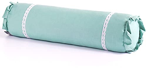 Edomi Buckwheat Neck Pillow, Adjustable Cervical Roll Pillow for Sleeping, Firm Neck and Lumbar Support Cushion, Round Cylinder Pillows with Removable Washable Cover (16x4 Inch, Light-Blue)