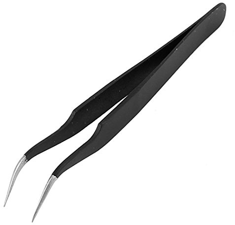Aexit Black Metal Hand Anti-Static Curved Tweezers Pincers 12cm Long (a7eee148779bb928850d6b8137c54c5d)